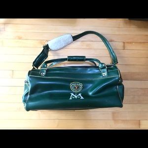 Vintage green leather Ron Miller duffel bag
